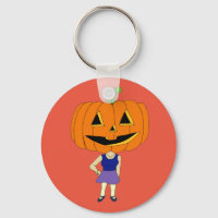 pumpkin head chibi girl keychain