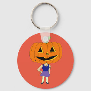 pumpkin head chibi girl keychain