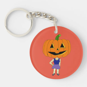 pumpkin head chibi girl keychain