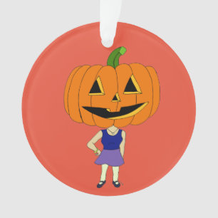 pumpkin head chibi girl ornament