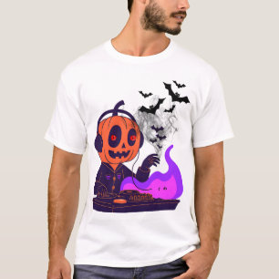 Pumpkin Head DJ – Spooky Party Vibes Tee 🎧🎃