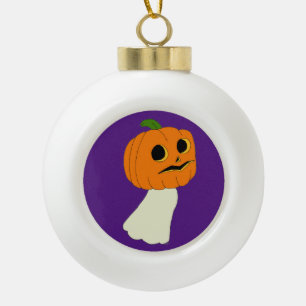 Pumpkin head ghost ceramic ball christmas ornament