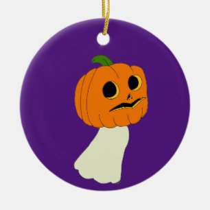 Pumpkin head ghost ceramic tree decoration