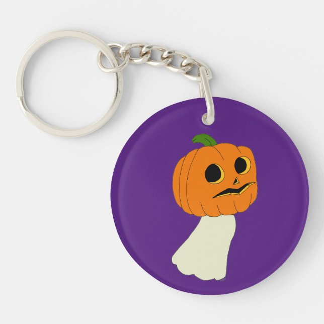 Pumpkin head ghost key ring (Front)