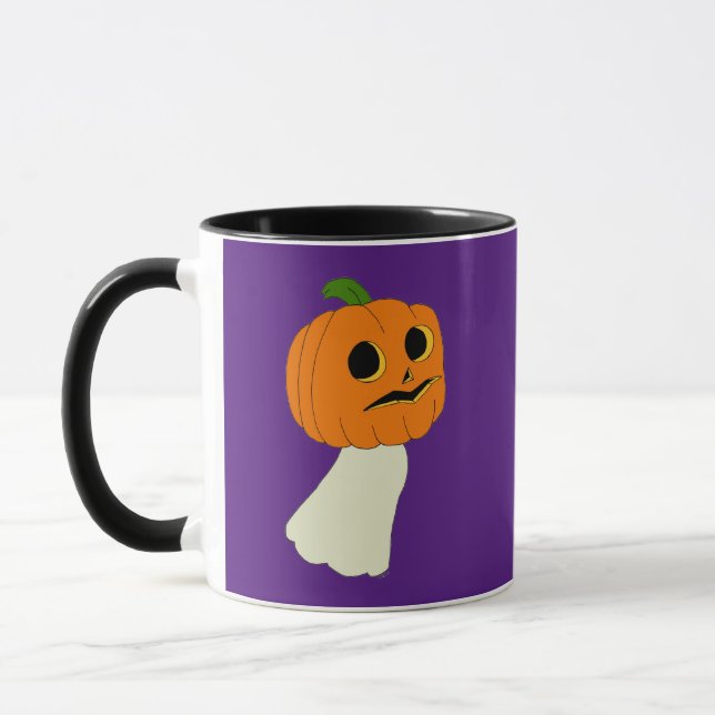 Pumpkin head ghost    mug (Left)