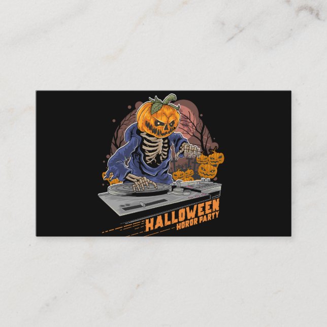 pumpkin head halloween dj in music party enclosure card (Front)