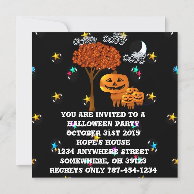 Pumpkin Head Halloween Party Invitations (Front)