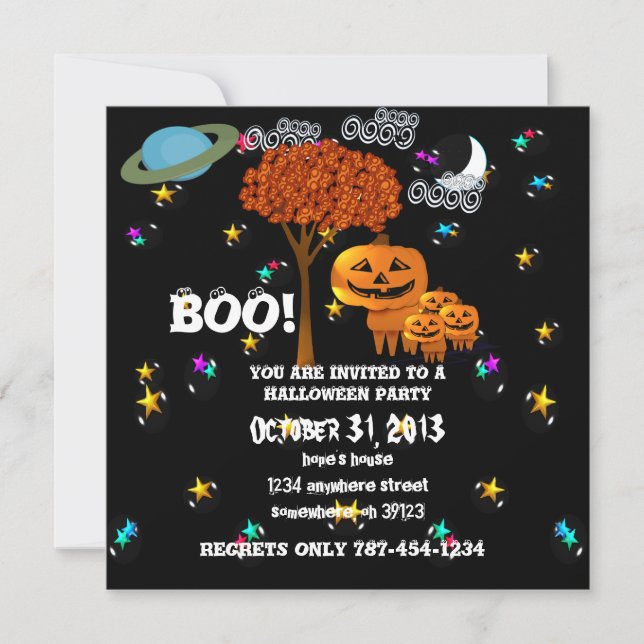 Pumpkin Head Halloween Party Invitations (Front)