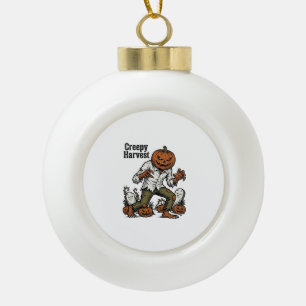 Pumpkin Head Monster Vintage Halloween Shirt Ceramic Ball Christmas Ornament