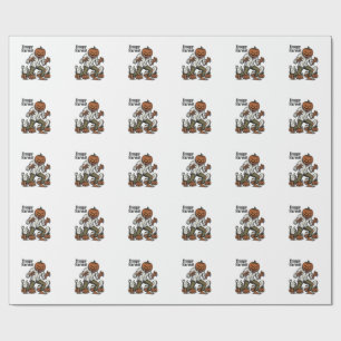 Pumpkin Head Monster Vintage Halloween Shirt Wrapping Paper