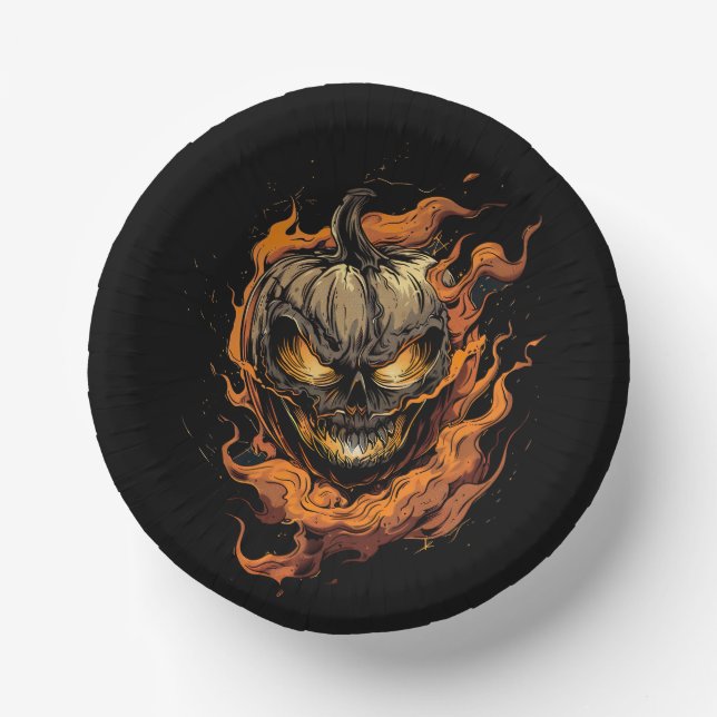 Pumpkin Head Paper Plate (Front)