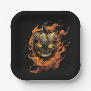 Pumpkin Head Paper Plate