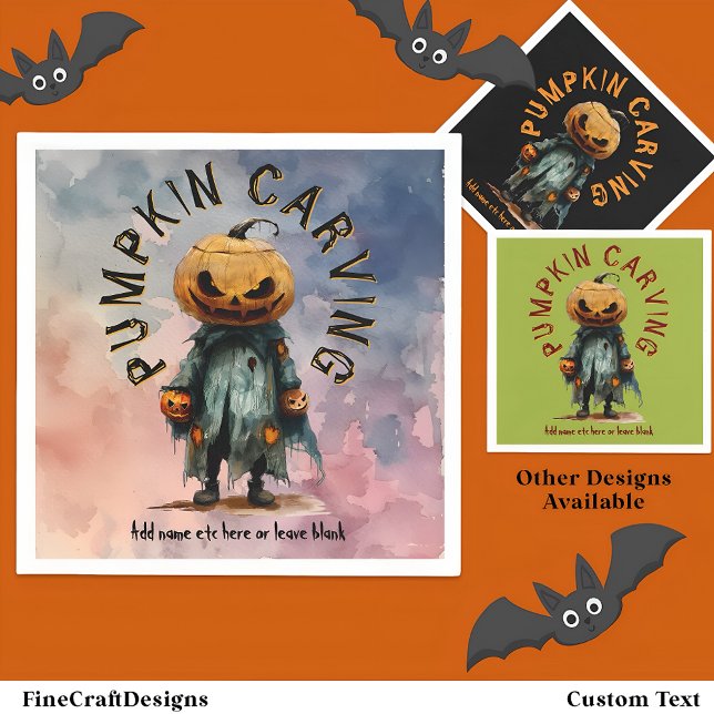 Pumpkin Head Scarecrow Spooky Carving Party Bl C6 Napkin (Creator Uploaded)