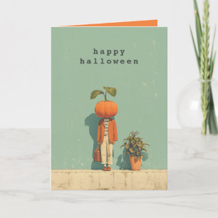 Pumpkin Head Surreal Portrait Card