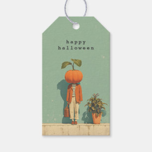 Pumpkin Head Surreal Portrait Gift Tags