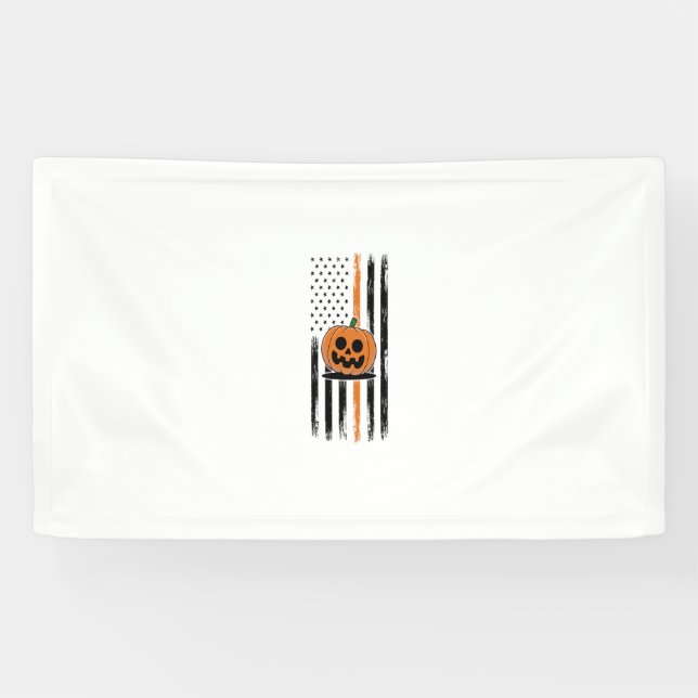 Pumpkin Head US Flag Banner (Horizontal)