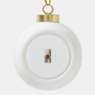 Pumpkin Head US Flag Ceramic Ball Christmas Ornament