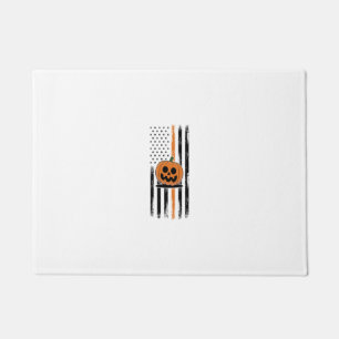 Pumpkin Head US Flag Doormat