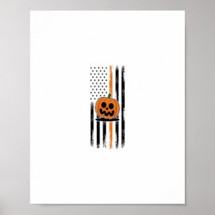Pumpkin Head US Flag Poster