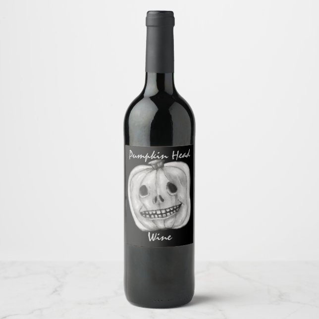 Pumpkin Head Wine | Halloween Label (Front)
