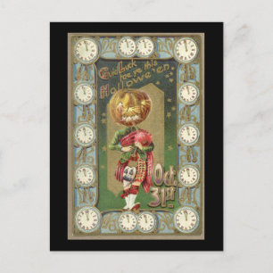 Pumpkin Head with Kilt Vintage Postcard