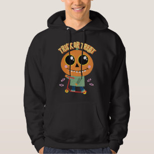 Pumpkin Head With Scooter Halloween Kids & Childre Hoodie