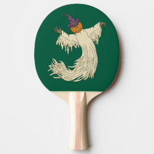 Pumpkin-Headed Ghost Halloween Art Ping Pong Paddle