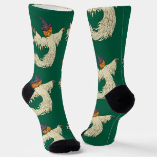 Pumpkin-Headed Ghost Halloween Art Socks