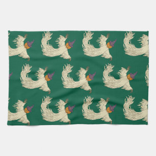 Pumpkin-Headed Ghost Halloween Art Tea Towel