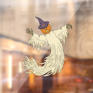 Pumpkin-Headed Ghost Halloween Art Window Cling