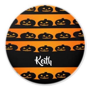 Pumpkin heads halloween theme ceramic knob