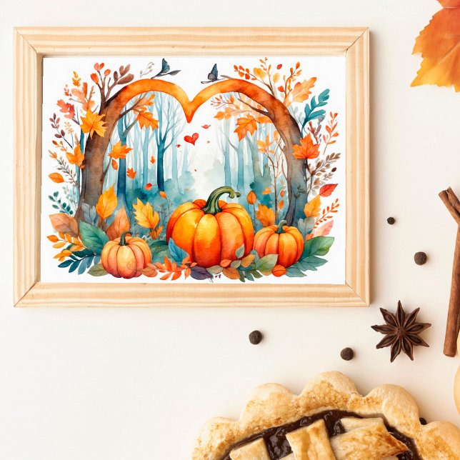 Pumpkin Heart Autumn Forest Wall Poster (Creator Uploaded)