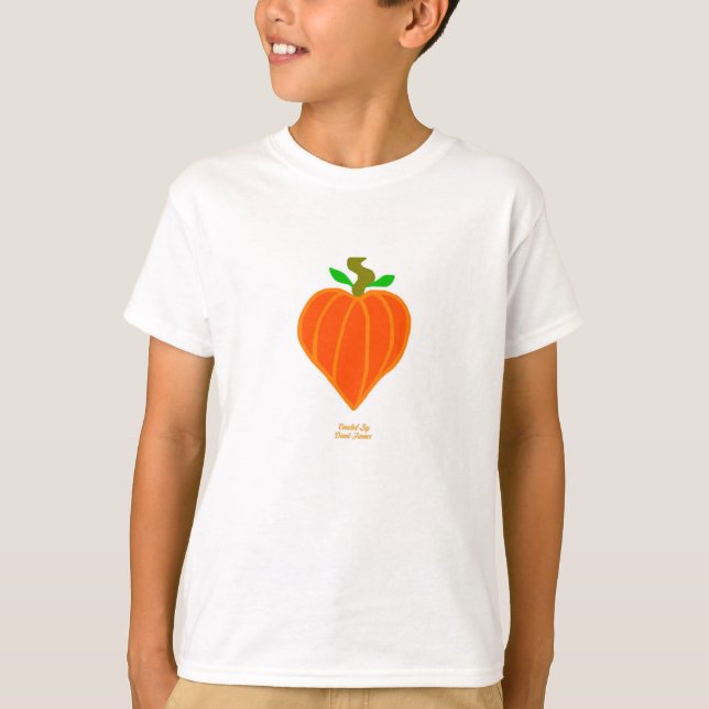 Pumpkin Heart Boys White Basic T Shirt (Front)