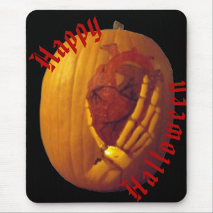 Pumpkin, Heart in Skeleton Hand Mouse Mat