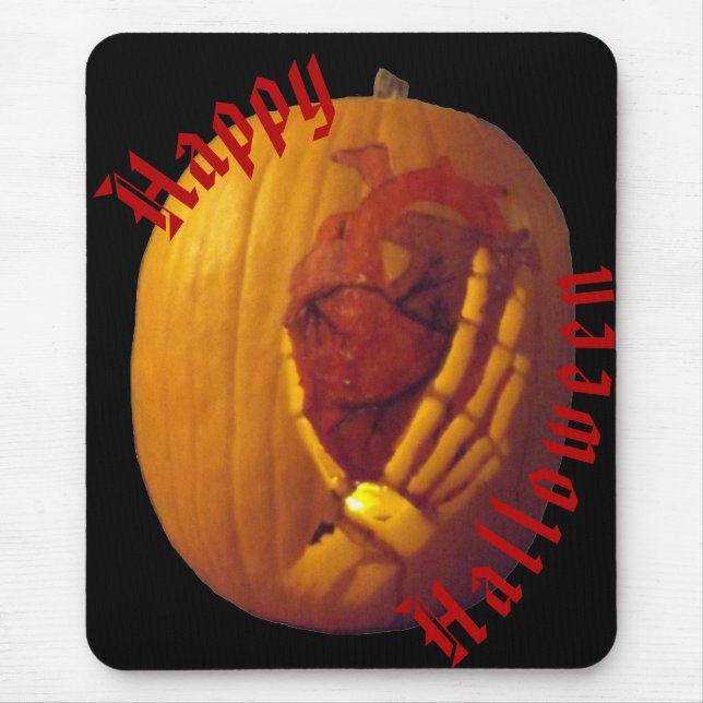Pumpkin, Heart in Skeleton Hand Mouse Mat (Front)