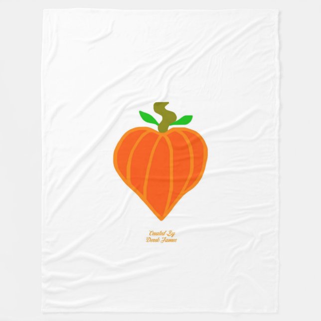 Pumpkin Heart Large Fleece Blanket (Front)