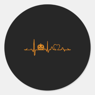 Pumpkin Heartbeat Halloween  Classic Round Sticker