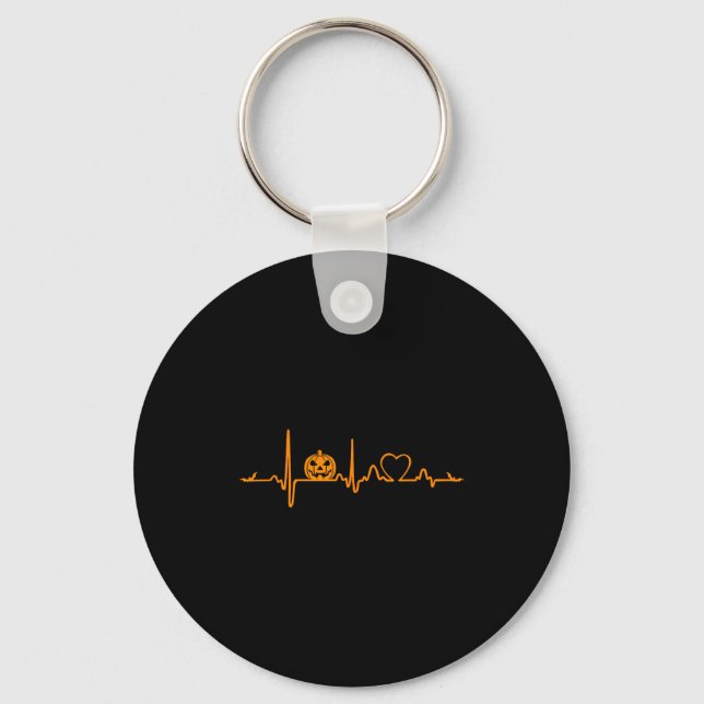 Pumpkin Heartbeat Halloween  Key Ring (Front)