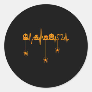 Pumpkin Heartbeat Halloween T Shirt  Classic Round Sticker