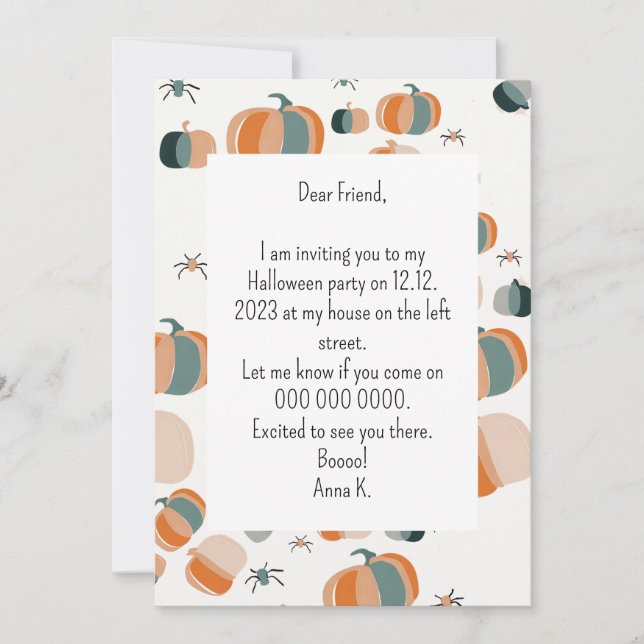 Pumpkin Helloween invitation (Front)