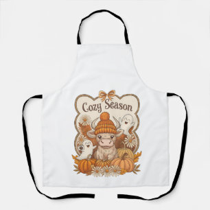 Pumpkin-highland Cow Ghost Halloween Apron