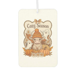 Pumpkin-highland Cow Ghost Halloween Car Air Freshener