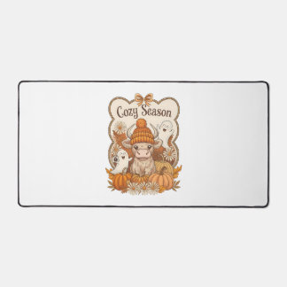 Pumpkin-highland Cow Ghost Halloween Desk Mat