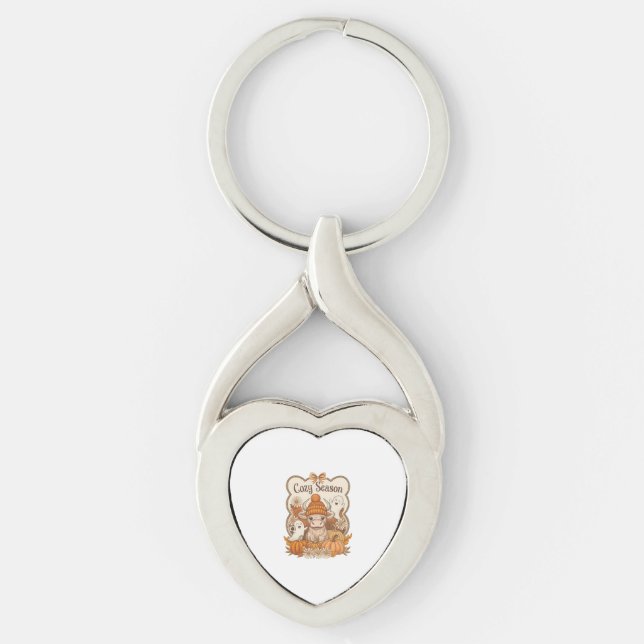 Pumpkin-highland Cow Ghost Halloween Key Ring (Front)
