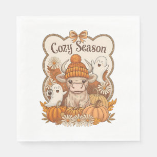 Pumpkin-highland Cow Ghost Halloween Napkin