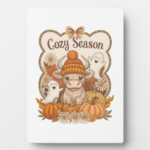 Pumpkin-highland Cow Ghost Halloween Plaque
