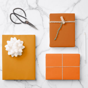 Pumpkin Honey Tawny Orange Shades 3 Tones Wrapping Paper Sheet
