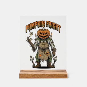Pumpkin Horror Shirt Vintage Eyeball Halloween Art Acrylic Sign