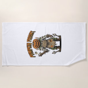 Pumpkin Horror Shirt Vintage Eyeball Halloween Art Beach Towel