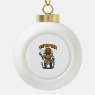 Pumpkin Horror Shirt Vintage Eyeball Halloween Art Ceramic Ball Christmas Ornament